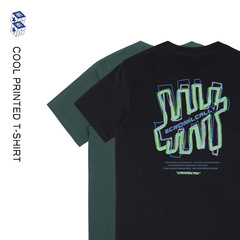 夏の韓国風シックなゆったりとした純綿半袖Tシャツ、メンズ個性プリントトップス、ニッチなインナー、レディースインスタトレンドブランド