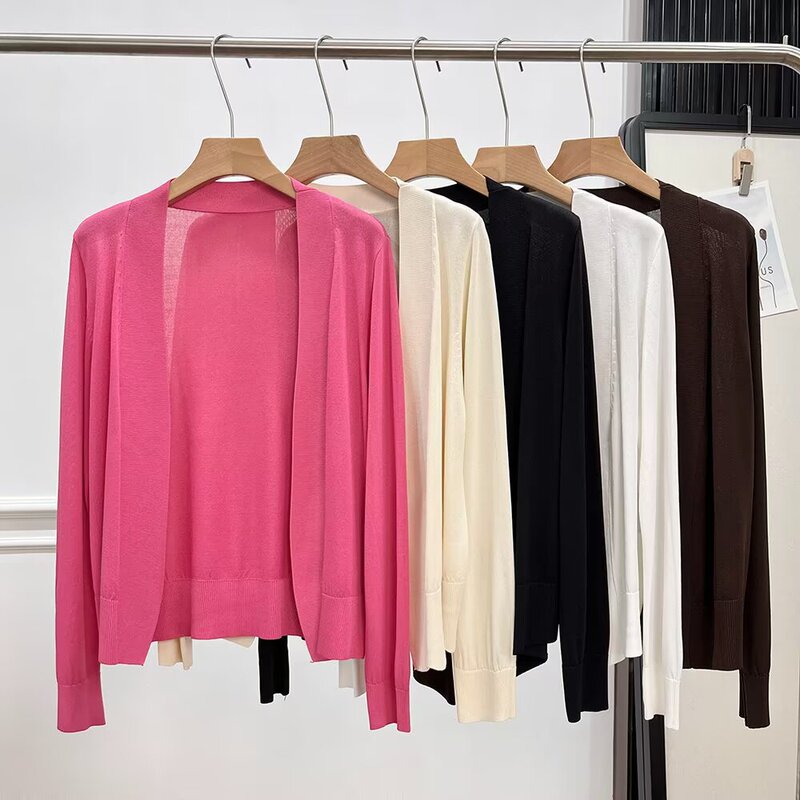 UC & ZA Foreign Trade Cross-border Women's 2025 Summer New High-end Solid Color Buckle-free Loose Knitted Shirt Sunscreen Shirt