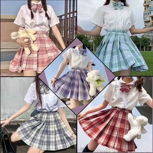 Japanese-Style Jk Uniform Set Spring and Summer New Shirt Pleated Skirt Plaid Skirt Student School Uniform Academy Half Skirt