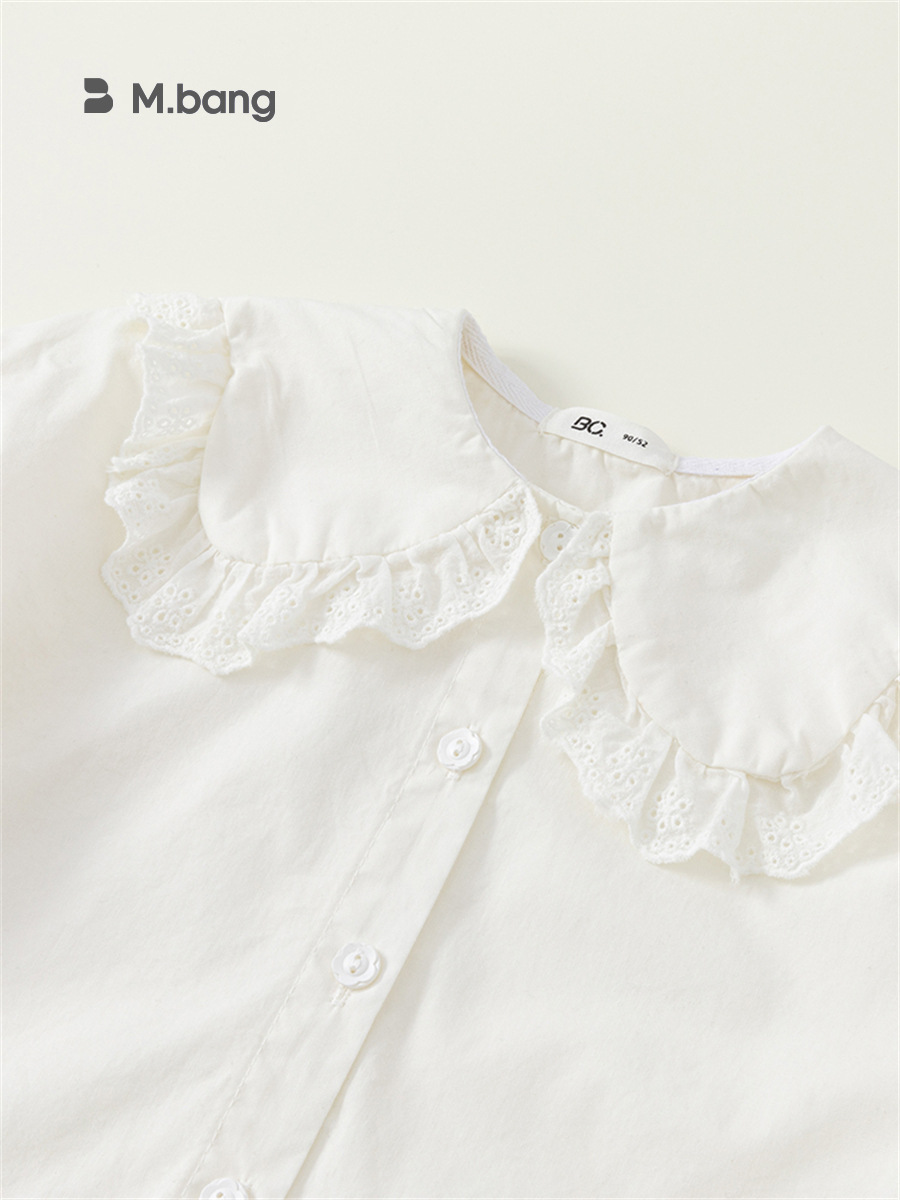 Babycity camisa para niños estilo coreano camisa de cuello de encaje para niñas camisa blanca para niños CY23011