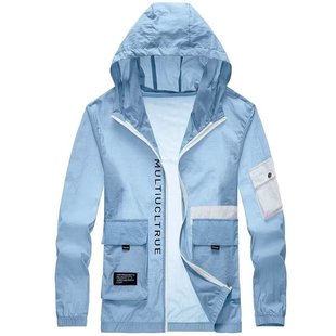 Shirt Less Clothing Sun Protection Clothing Men's Ultra-thin Ice Silk Jacket Breathable Fashion Youth Outdoor Travel Long-sleeved Hooded Top