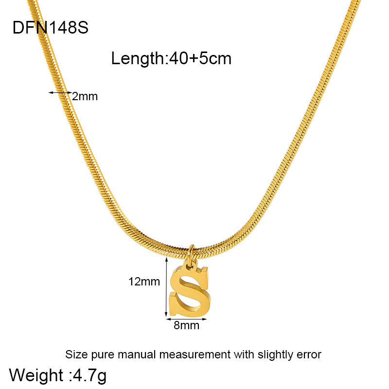 304 Stainless Steel 18K Gold Plated Simple Style Polishing Letter Pendant Necklace display picture 22