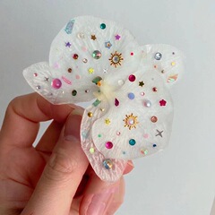 重工手工~新款小众清新甜美仿真彩色蝴蝶兰花朵发夹出行配饰发饰