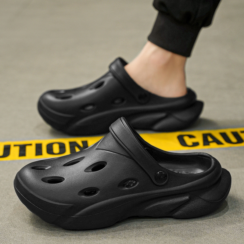 Verano piso grueso sensación de mierda jardín agujero zapatos zapatillas de hombre tamaño transfronterizo jardín zapatillas frías al aire libre transpirables zapatos de playa