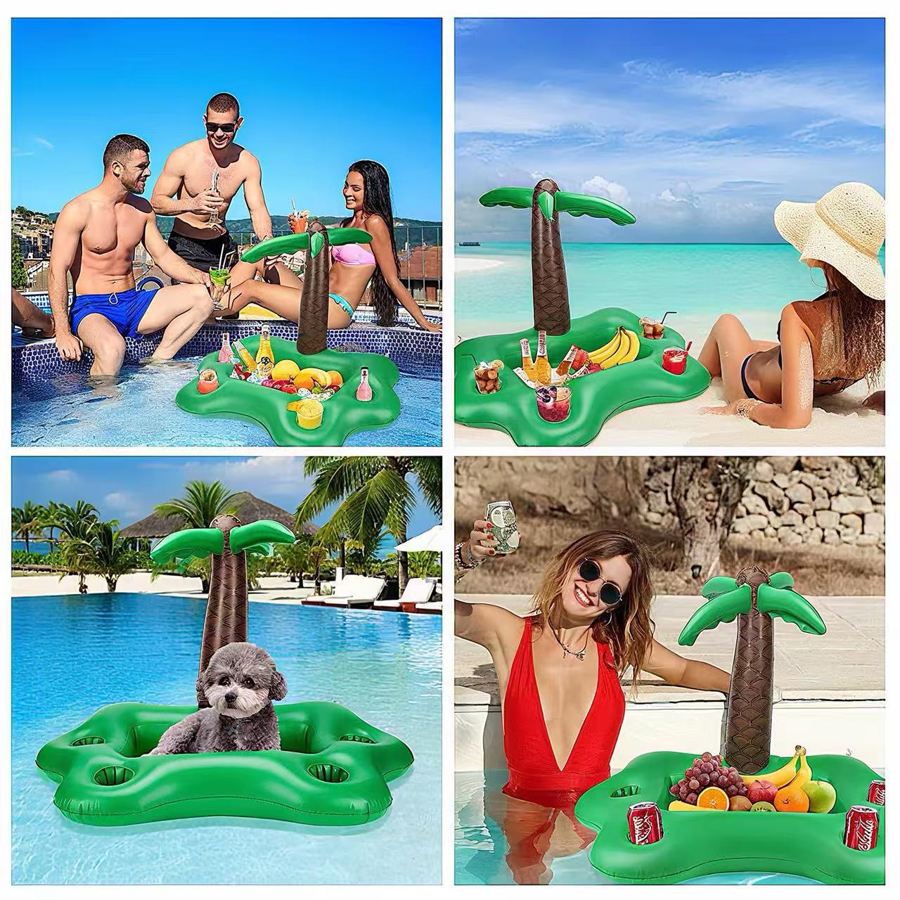 Piscina fiesta de agua arco iris coco bar de hielo tazas almohadillas de alimentos y bebidas bandejas de agua mascotas juguetes de agua transfronterizos