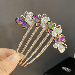 New Butterfly Anti-slip Glass Color Hair Comb, Stylish and Versatile Mother's Chignon Hair Accessory, Trendy, Ancient Style, Elegant Hair Pin