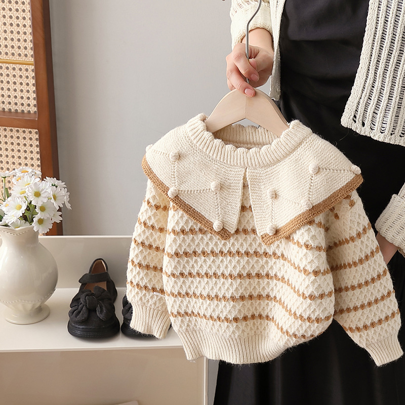2023 Autunno/Inverno nuovo maglione gomitolo di lana lavorato a maglia per bambini Top capispalla per ragazza edizione coreana_voghion.com