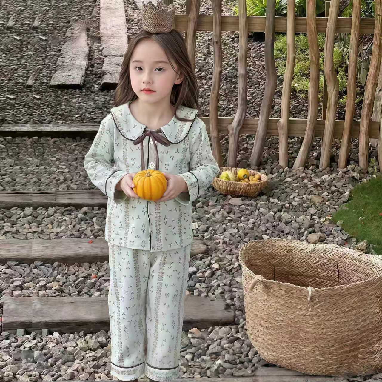 Class a Pure Cotton Pajamas for Boys and Girls, Spring and Autumn Cardigan Long-Sleeved Cartoon Home Wear Set, Wholesale from Manufacturer