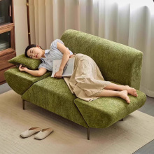 宜沃复古风可调节旋转扶手雪尼尔绒飞翼布艺沙发休闲椅单人位绿色