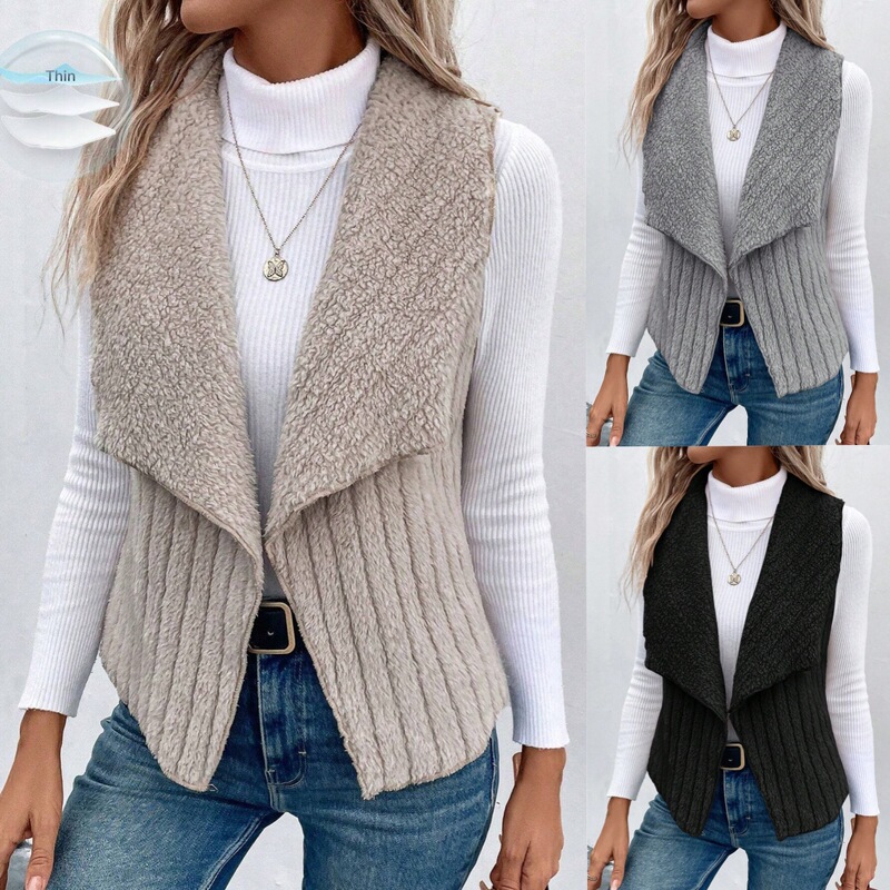 European and American Style Knitted Vest with Large Lapel, Sleeveless Button-Up Cardigan, Autumn and Winter Cross-Border Women's Outerwear Top European and American Style Knitted Vest with Large Lapel, Sleeveless Button-Up Cardigan, Autumn and Winter Cross-Border Women's Outerwear Top