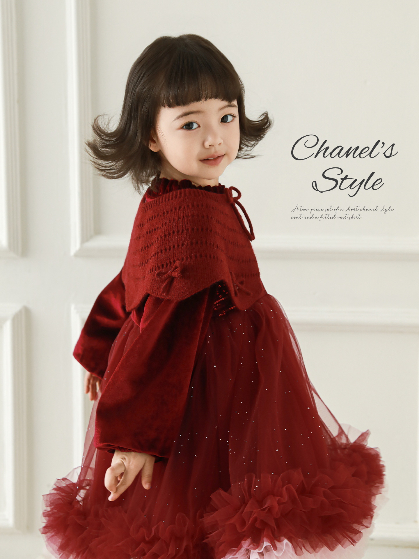 Wulibuyi chica 2026 nuevo invierno de lana calentamiento tela de abrigo desmontable chale vestido de princesa de moda chica