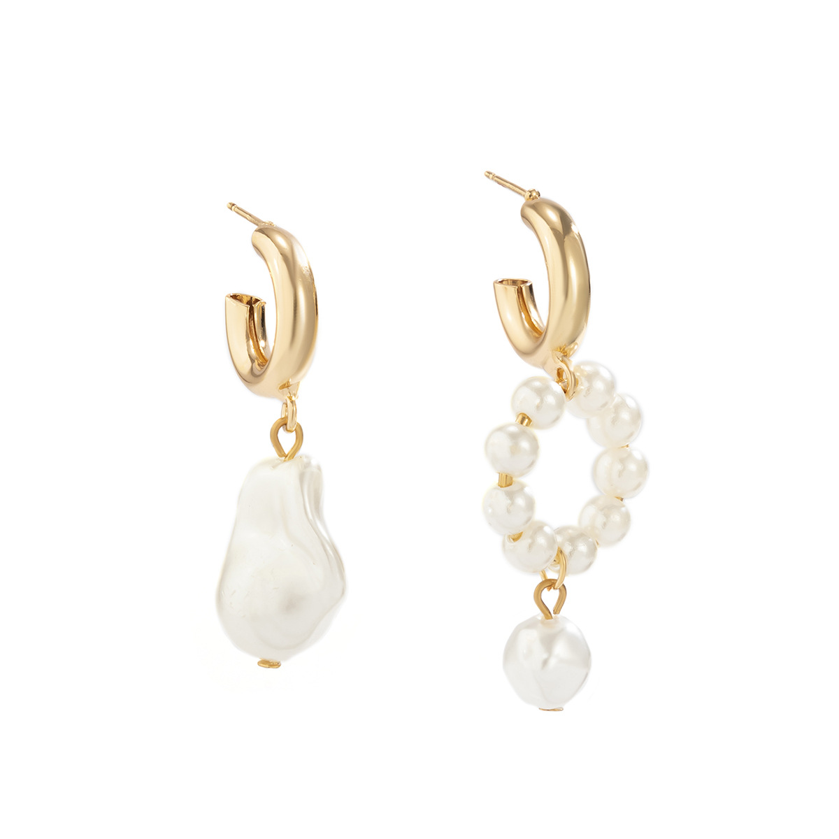 Ethnic Geometric Imitation Pearl Asymmetric Earrings Wholesale Nihaojewelry display picture 4