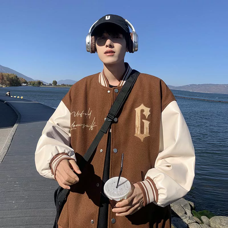 MOYI Mo Yi UNFLUID2023 woolen PU stitching baseball jacket jacket jk28002