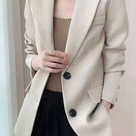 西装外套女2022春秋新款韩版宽松显瘦学生中长款上衣休闲小西服女