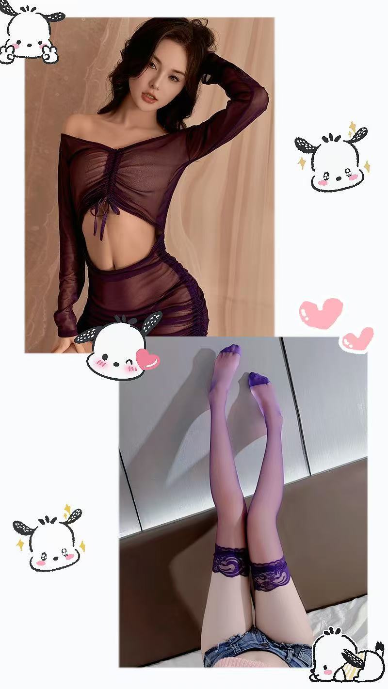 보라색 +1039 레이스 보라색 스타킹