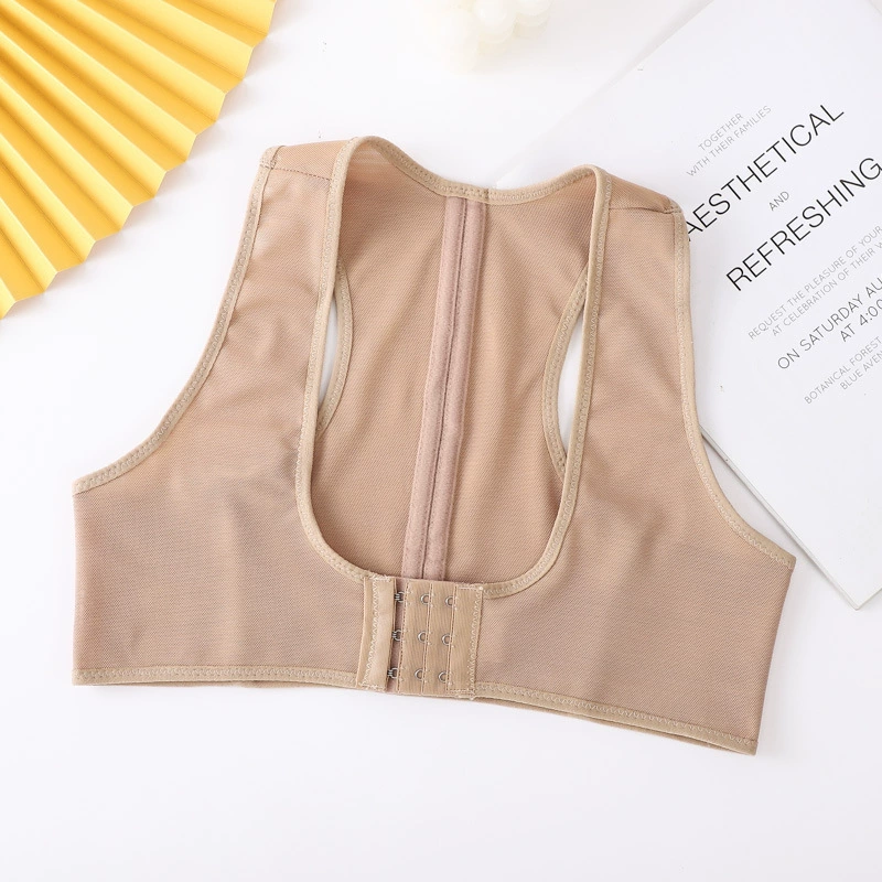 Push‑up posture‑corrector bra, front‑hook support, post‑liposuction use, black or rice, S–XXL