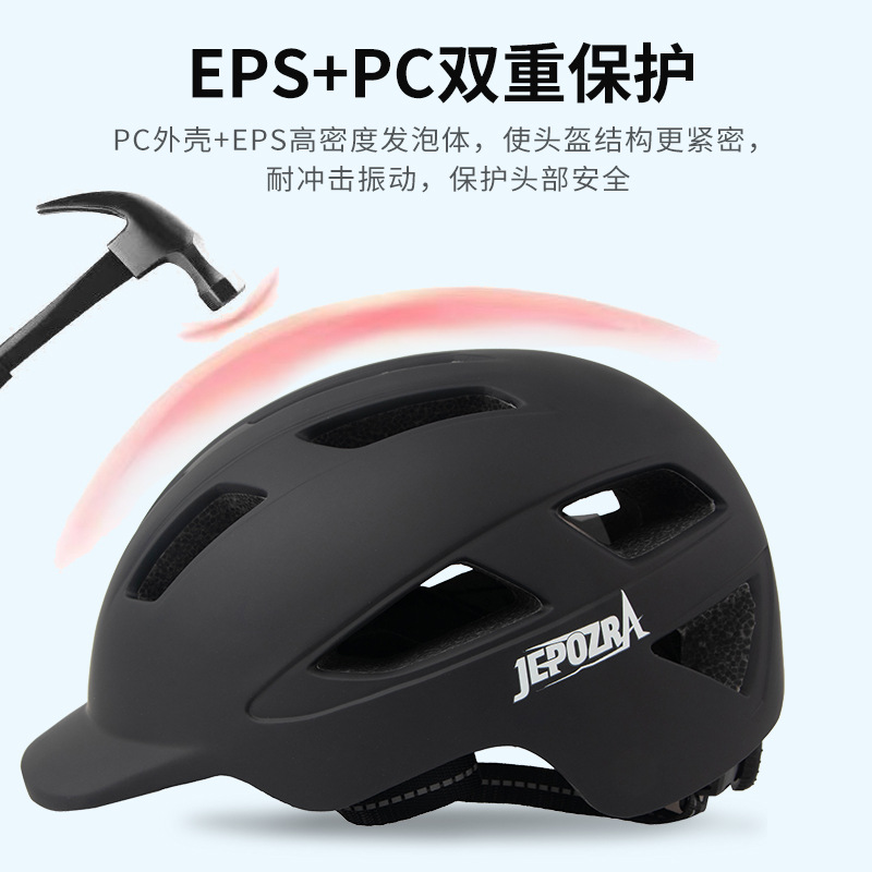 Casco de bicicleta Luz de advertencia LED Casco de lengua de pato de ocio Casco de bicicleta de montaña de carretera Casco de ciclismo de cercanías de la ciudad