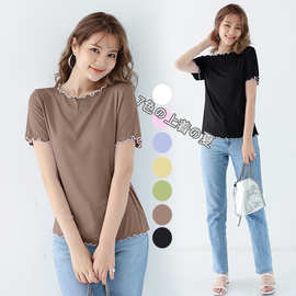 日系莫代尔短袖T恤7色星期衣夏季休闲居家懒人人百搭上衣纯色罗纹