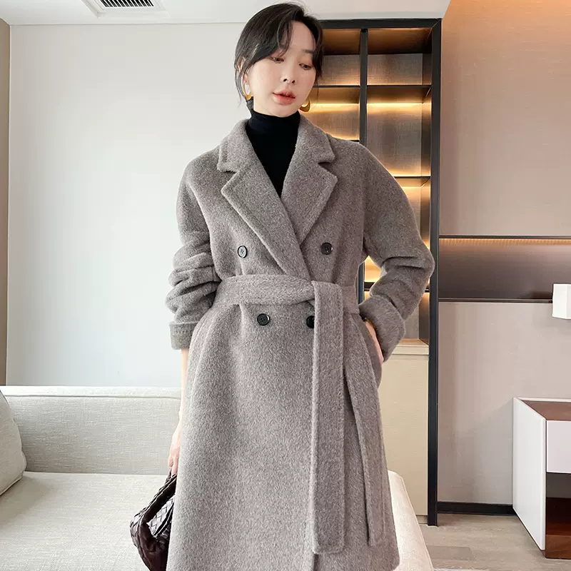 2025年新款羊驼绒羊绒大衣女批发骆马绒短款秋冬毛呢外套厂家直销