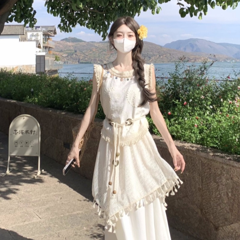 Vacation Style Bohemian Irregular Tassel Vest Women's Summer Waistcoat Super Nice Sleeveless Top