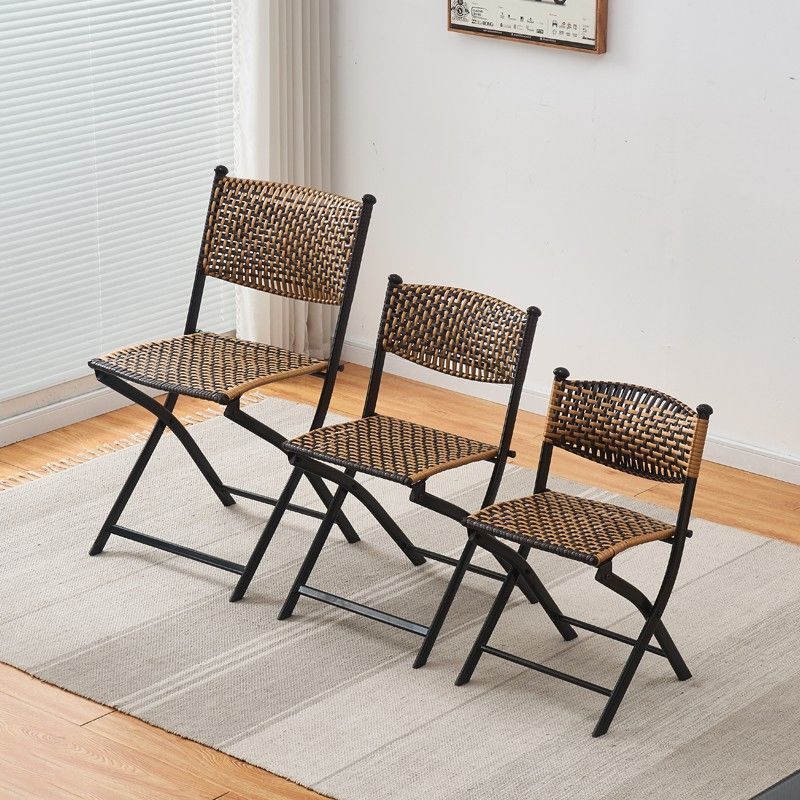 Household Small Rattan Chair Backrest Chair Living Room Balcony Home Leisure Hand-Woven Rattan Chair Low Stool Dining Chair Special Price