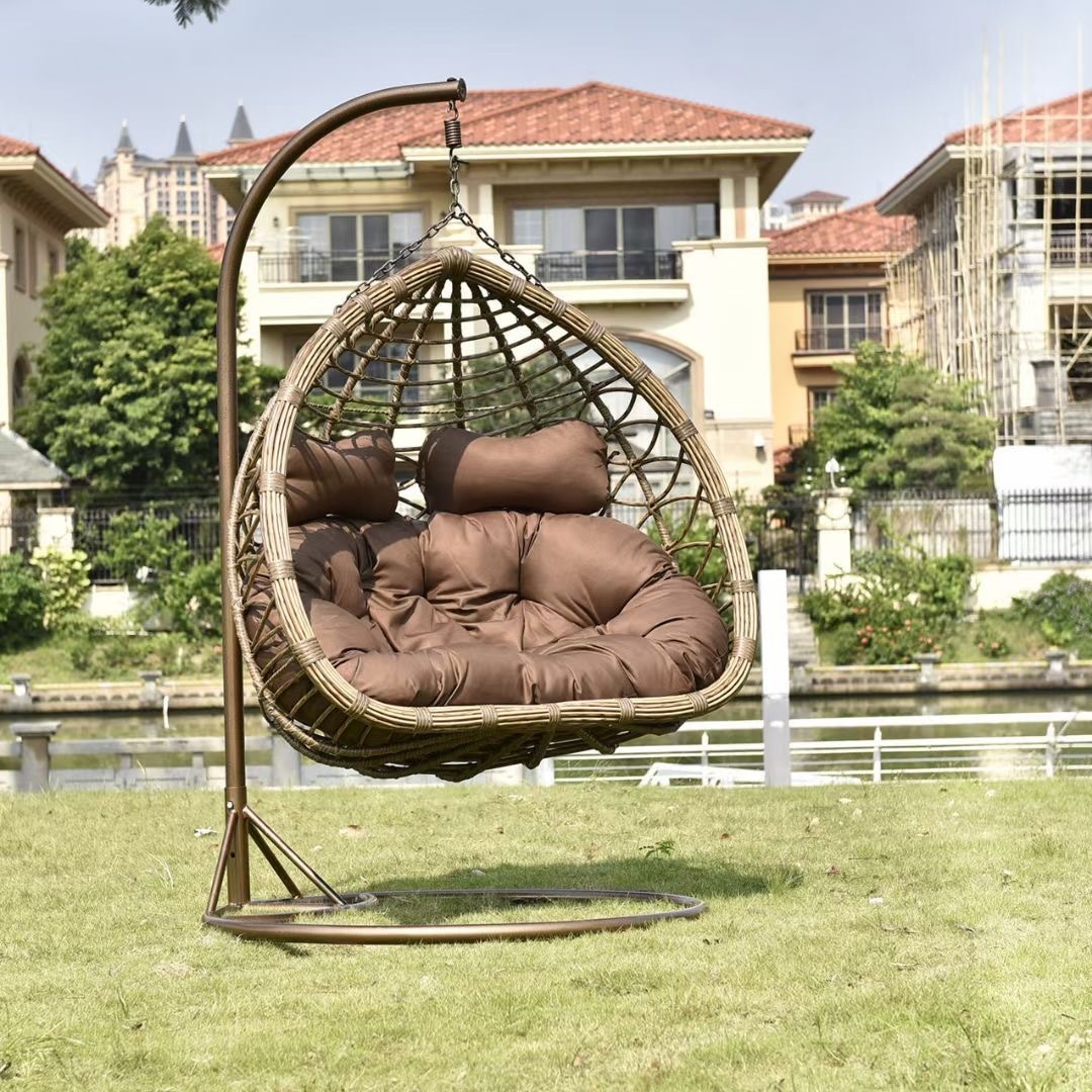 Silla Mecedora Colgante Doble con Estructura Metálica, Móvil y Reclinable, para Parque y Balcón image 32