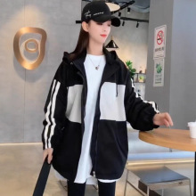 冲锋衣加棉加厚外套女2023年秋冬新款设计感宽松中长款棒球服上衣