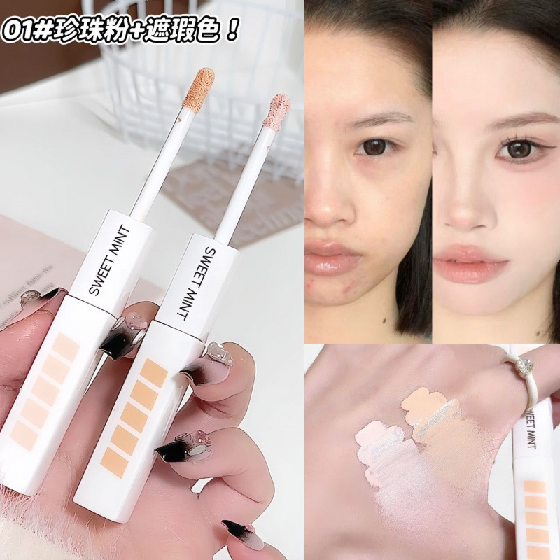 Sweet Mint Double Head Concealer Liquor para limpiar la cara y brillar la suavidad facial. Aplicación natural a la piel. Liquor de brillo humectante.