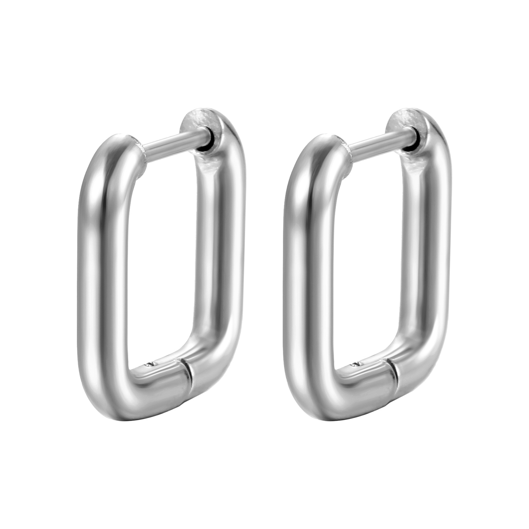 Simple Style Square Titanium Steel Plating Earrings 1 Pair display picture 3