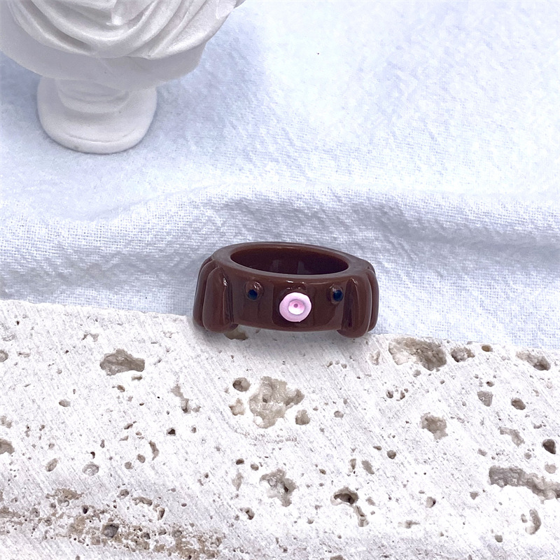 Lindo pulpo resina acrílico anillo macaron color de dibujos animados personalidad tridimensional anillo europeo y americano transfronterizo