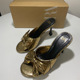 High Heels, Thin Heels, Shallow Mouth, Gold Bow, Back Air, 2024 Summer New Sandals, Round Toe, Straight Belt Women's Shoes