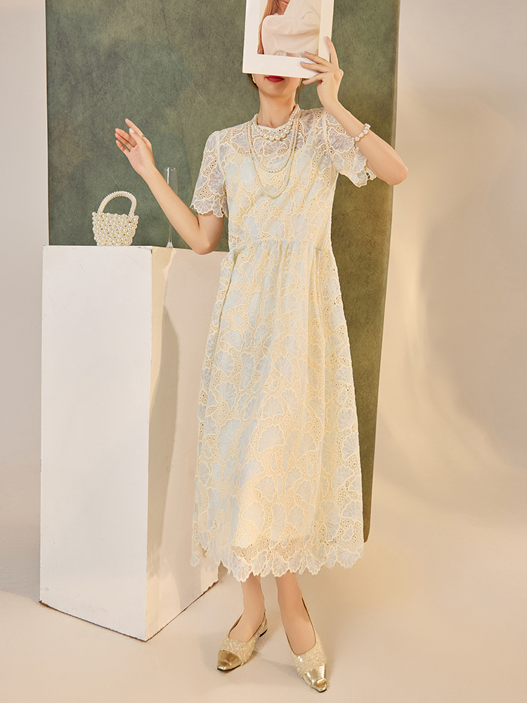 Đầm maxi nữ phong cách dân tộc dáng rộng, tay ngắn, thắt eo, thiết kế cổ tích mùa hè — Màu xanh lam hồng