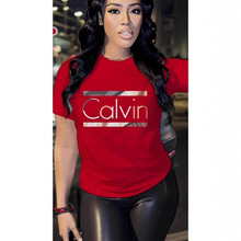 女装夏季2025新款亚马逊跨境欧美时尚休闲百搭短袖圆领T恤