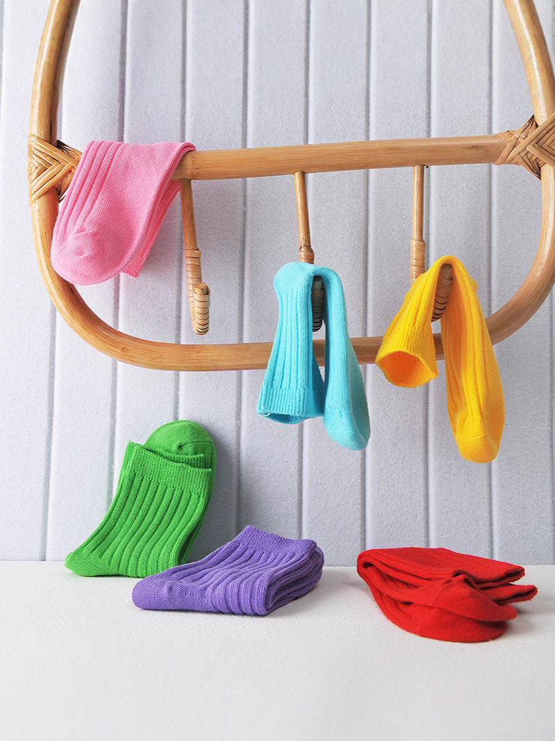 Children's summer cotton knee socks for men and women, mid-length 4