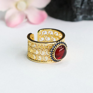 Xinyu Natural Amber Ring Blood Po Open Ring Retro Jewelry Factory Wholesale HP4051004L