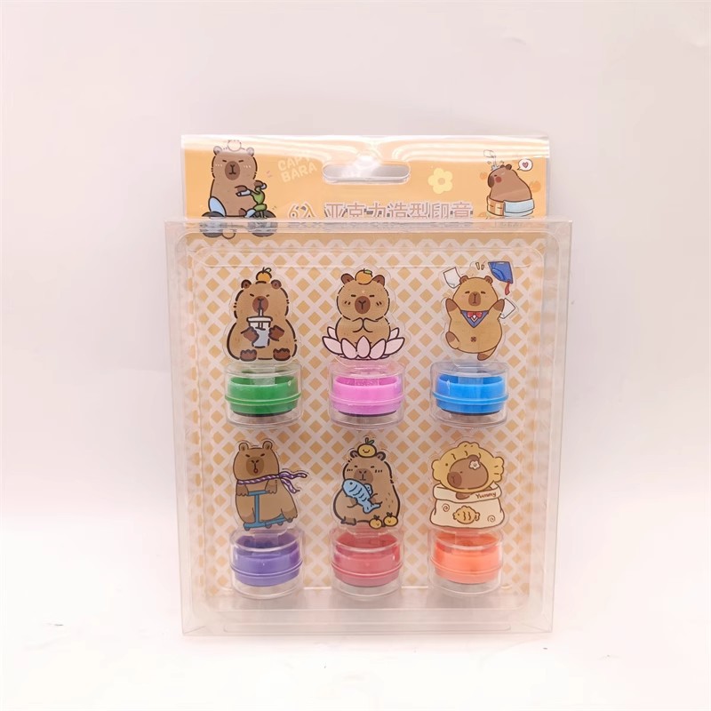 카피바라 아크릴 스탬프 6개들이 상자