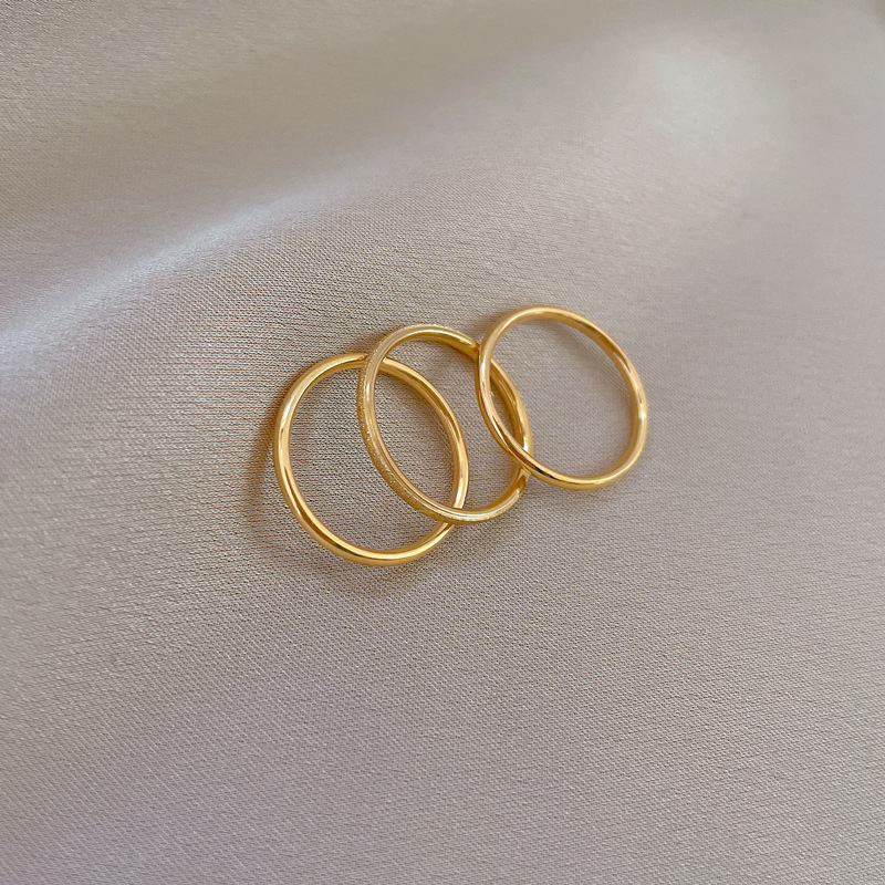 Minimalist Geometric Three-in-one Titanium Steel Ring Unisex_voghion.com
