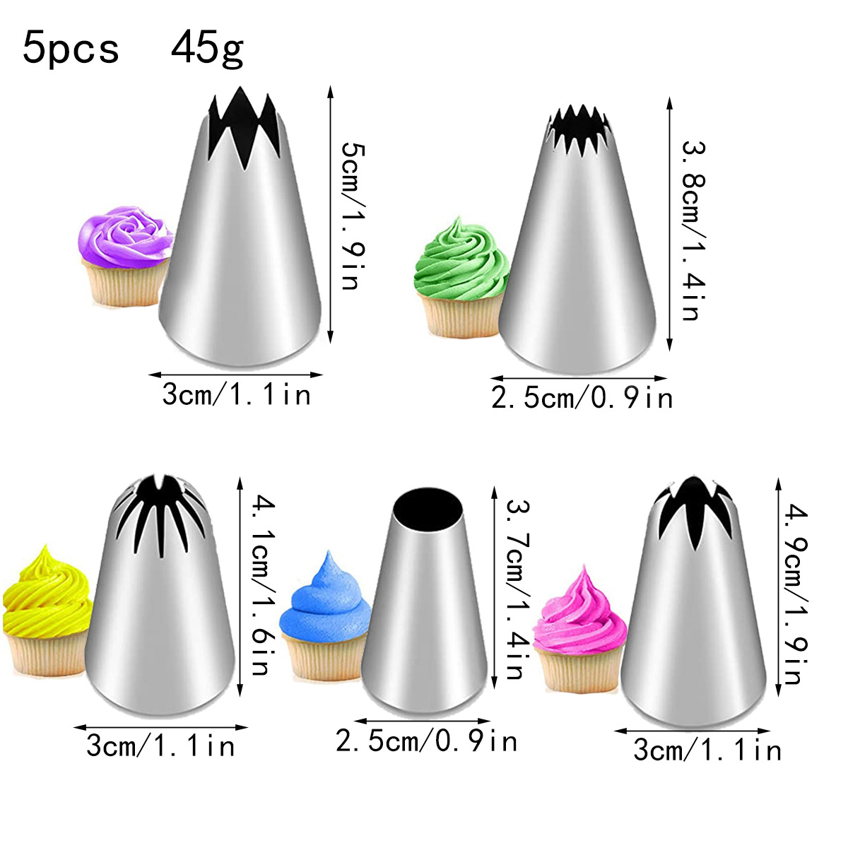 Juego de boca decorada de acero inoxidable 6 dientes 8 dientes 10 dientes 18 dientes boca de flor grande y mediana boca de flor superior de nieve boca de flor de crema