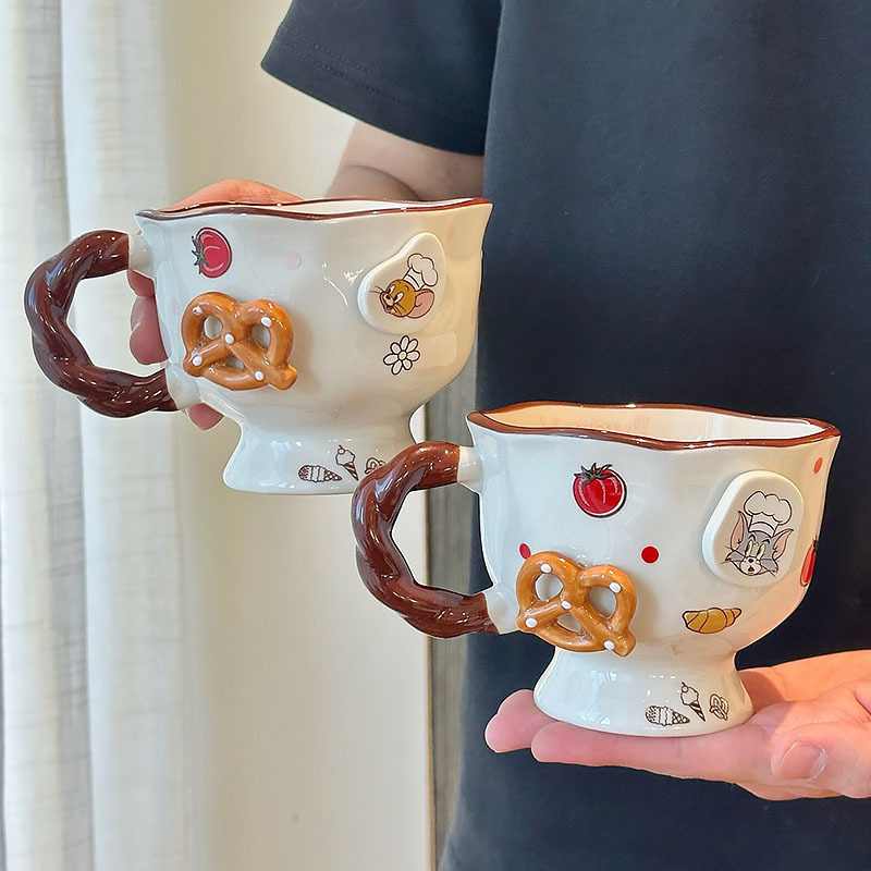トムとジェリー セラミックコーヒーマグカップ 女の子用 高見えカップル ドリンクカップ 家庭用誕生日プレゼント|undefined