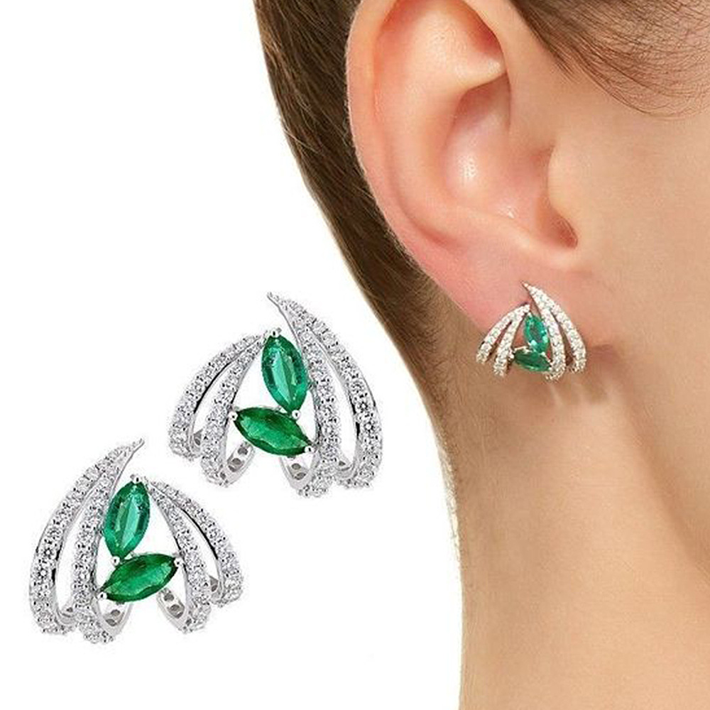 Geometric Zircon Gemstone Drop Earrings For Women Elegant Style_voghion.com