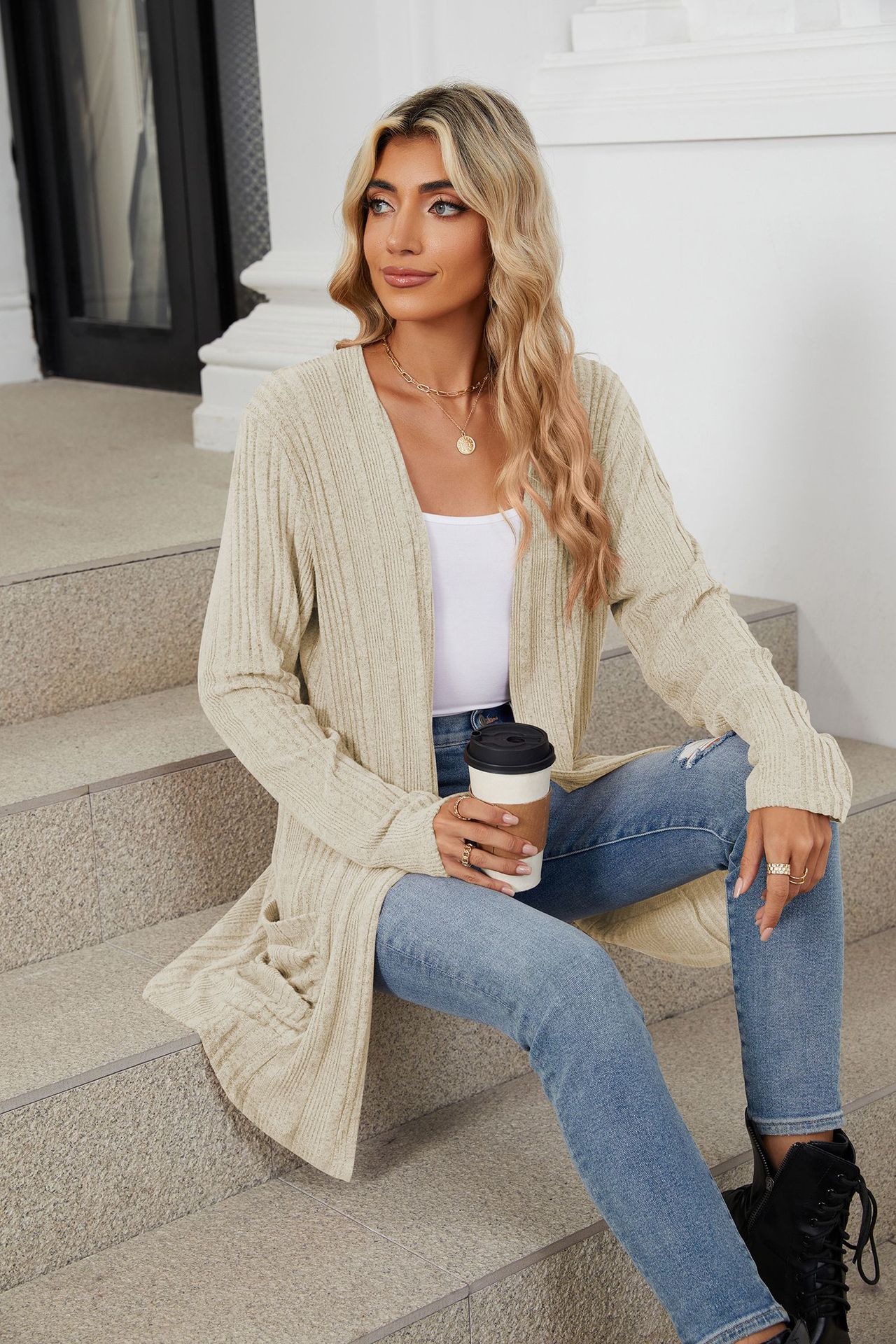 490g Weight Long Sleeve Sleeve Length Placket Placket Type Regular Sleeve Sleeve Type Nylon, Spandex, Polyester Fabric Type Long Top Length Cardigan Tops Type Holiday, Daily Occasion Collarless Neckline Regular Fit Fit Type Solid Color Pattern Winter, Autumn Season Women's Gender Casual, Elegant Style Wholesale Women's Casual Elegant Solid Color Long Sleeve Sweaters & Cardigans 8