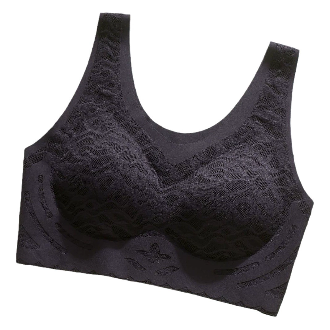 Тонкий бесшовный спортивный бюстгальтер для женщин с большой грудью, минималистичный бюстгальтер, пуш-ап из латексного ледяного шелка, регулируемый, без косточек.