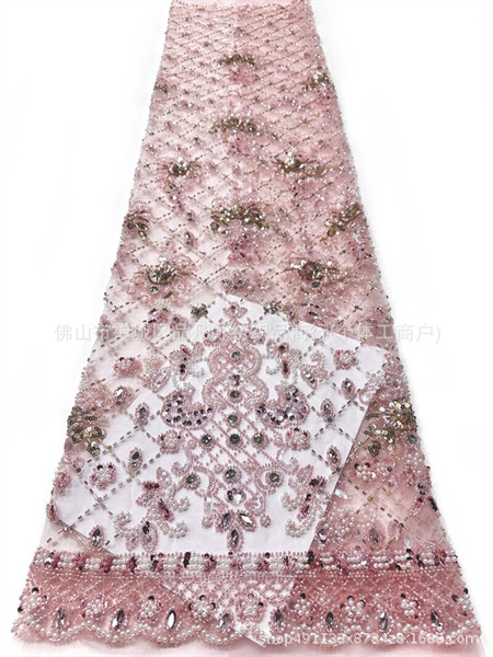 Fabricantes de perforación de cabello recto cuadrícula de cuentas bordadas de tubería sudeste asiático vestido de alta gama cena de moda brindis tela image 9