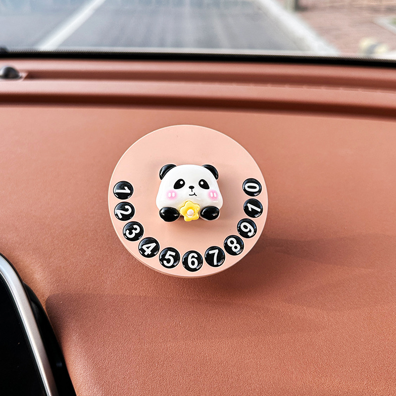Número de matrícula de estacionamiento temporal del automóvil lindo panda teléfono móvil teléfono móvil placa de matrícula móvil accesorios de automóvil adorno femenino