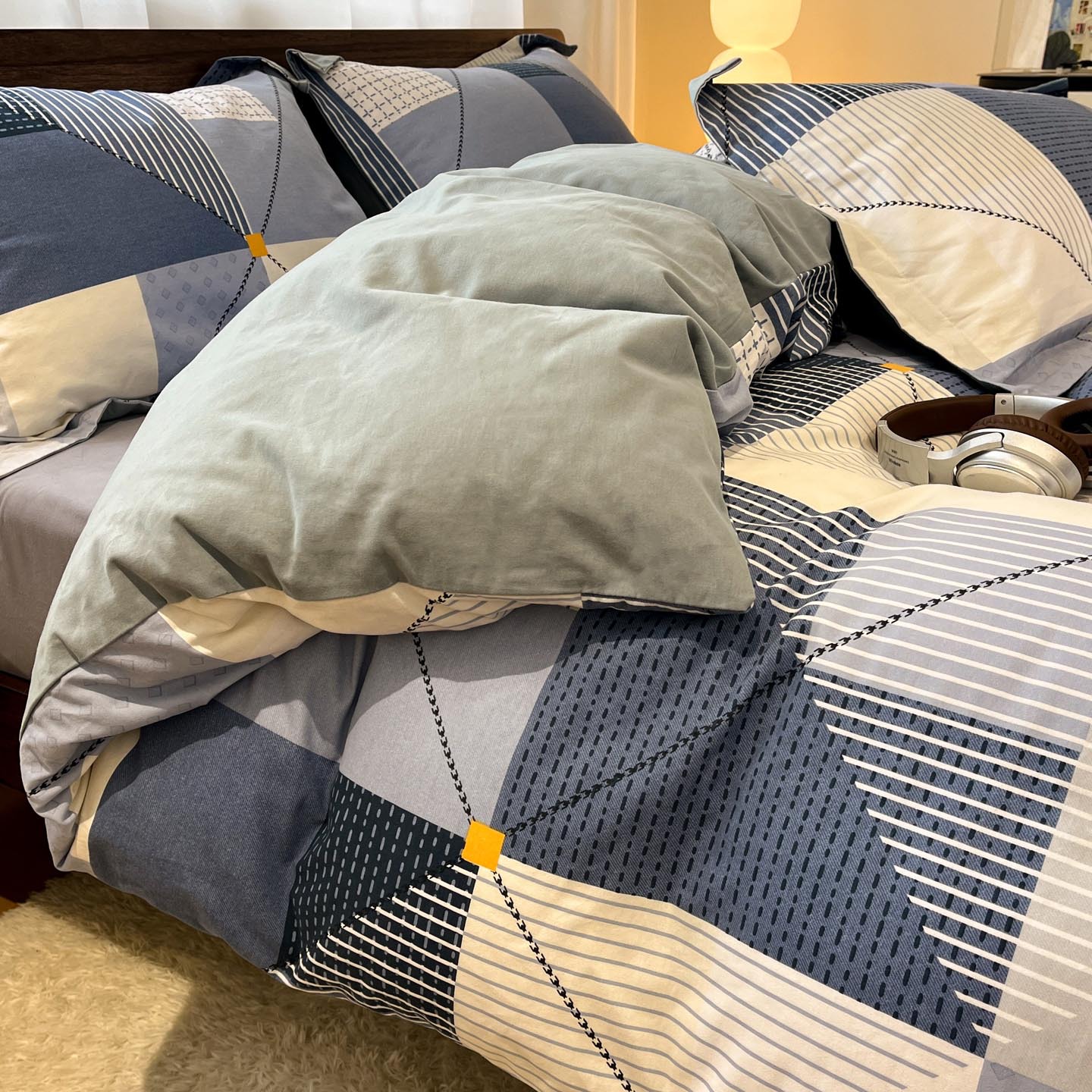 Algodón grueso de cuatro piezas, sábanas de algodón lavado con agua, dormitorios de estudiantes, tres piezas