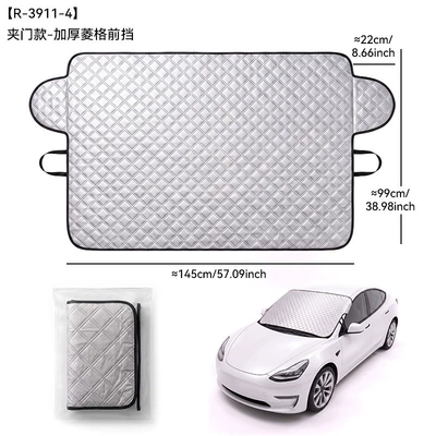 Car snow cover, winter sunshade for new energy vehicles, thickened magnetic front windshield snow shield, anti-freeze (Car snow shield) - r-3911clamp-type-thickened-diamond-pattern-front-guard-strap-version