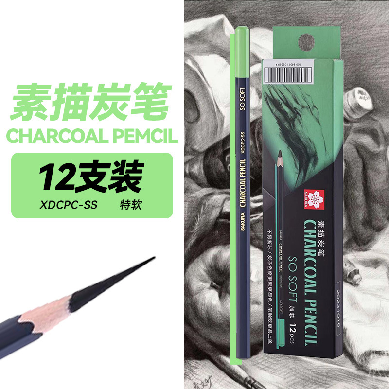 Sakura flor de sakura boceto lápiz de carbón especial para artistas de pintura de boceto de carbón blando lápiz blando medio duro