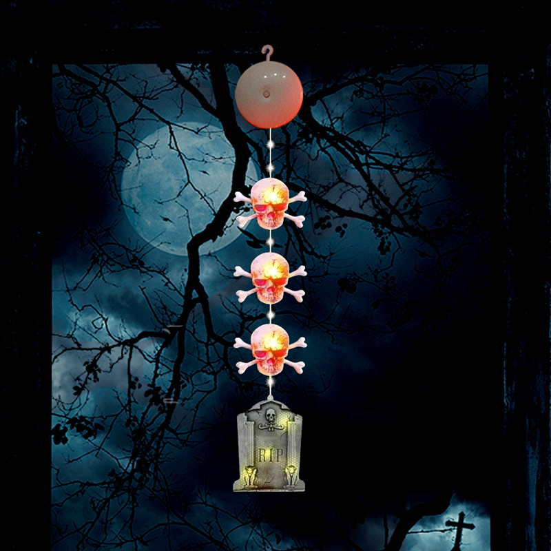 Decoración de Halloween linterna de calabaza bruja murciélago lámpara de ventosa cadena de luz LED atmósfera de fiesta transfronteriza luz de colores luz de ventana