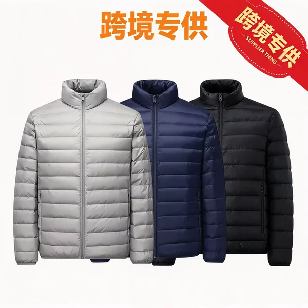 European-style cross-border export lightweight quilted cotton jacket, winter outerwear, men's lightweight stand-up collar coat for winter