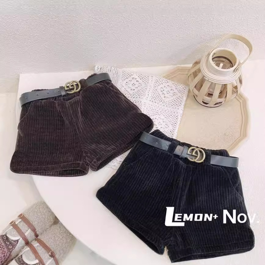 2023新款女童春秋纯色打底靴裤韩版冬潮范时尚加绒短裤送腰带西裤